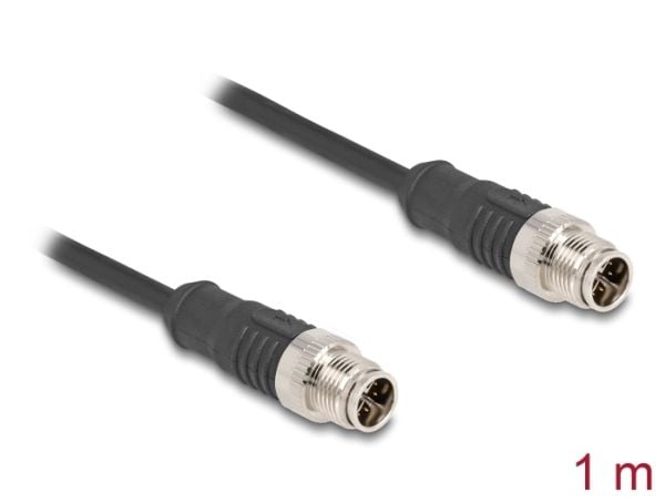Delock M12 kabel X-kodet 8 pins hann til hann PVC 1 m