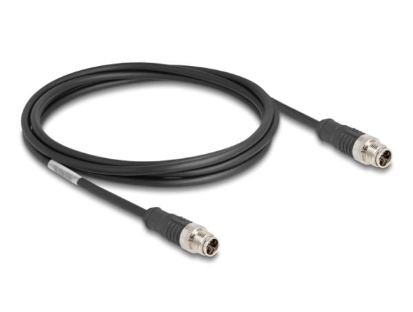 Delock M12 kabel X-kodet 8 pins hann til hann PVC 2 m
