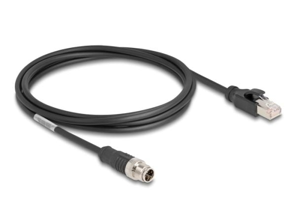 Delock M12 kabel X-kodet 8 pins plugg til RJ45 plugg PVC 2 m