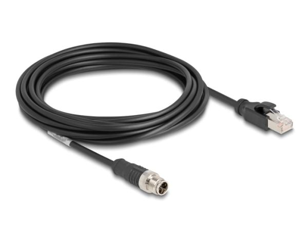 Delock M12 kabel X-kodet 8 pins plugg til RJ45 plugg PVC 5 m