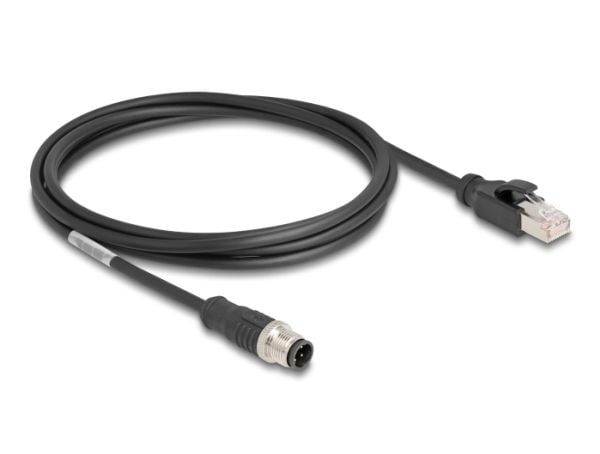 Delock - Nettverkskabel - 4-pins M12 (hann) til RJ-45 (hann) - 2 m - 5 mm - S/FTP - CAT 5e - uten hindringer, D-kodet - svart