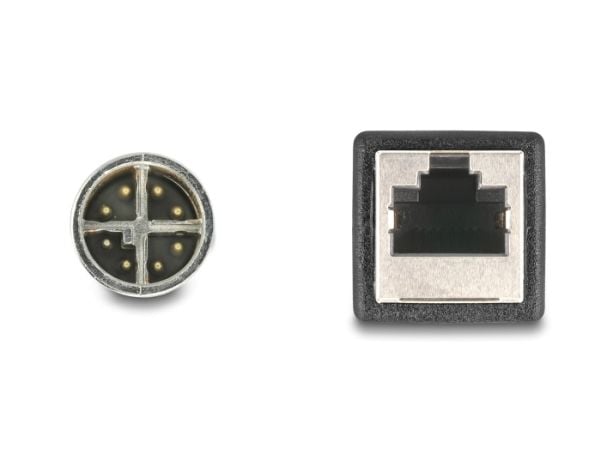 Delock - Nettverkskabel - 8-pins M12 (hann) til RJ-45 (hunn) - 50 cm - 6 mm - S/FTP - CAT 5e - X-kodet - svart