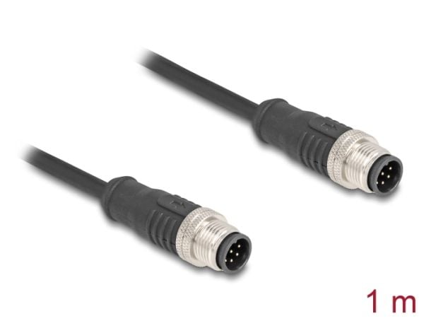 Delock M12 kabel A-kodet 8 pins hann til hann PVC 1 m