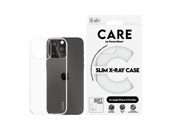 PanzerGlass CARE™ by ® X-Ray Case iPhone 15 Pro Max, Suojus, Apple, Apple - iPhone 15 Pro Max, Läpinäkyvä