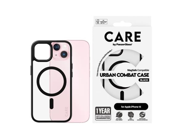 CARE by PanzerGlass Urban Combat - Baksidedeksel for mobiltelefon - MagSafe-samsvar - termoplast-polyuretan (TPU), polykarbonat (PC) - gjennomsikti...