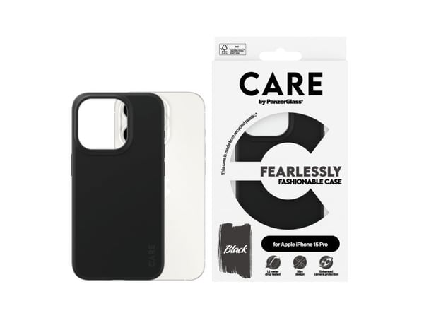 CARE by PanzerGlass - Bagsidecover til mobiltelefon - termoplastisk polyuretan (TPU) - sort - for Apple iPhone 15 Pro