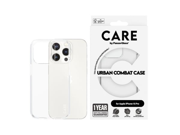 CARE by PanzerGlass Urban Combat - Bakdeksel for mobiltelefon - termoplastisk polyuretan (TPU), polykarbonat (PC), oleofobisk belegg - klar