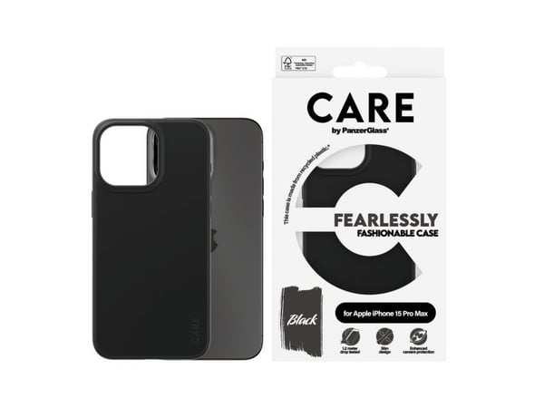 CARE by PanzerGlass - Bagsidecover til mobiltelefon - termoplastisk polyuretan (TPU) - sort - for Apple iPhone 15 Pro Max