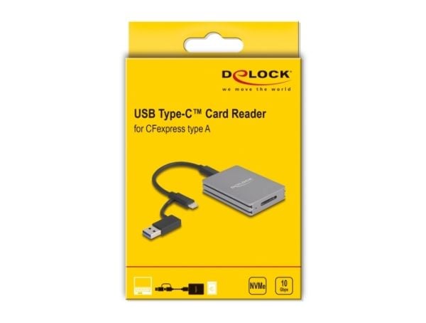 DeLOCK 91012, CFexpress tyyppi A, Harmaa, 10000 Mbit/s, USB 3.2 Gen 2 (3.1 Gen 2) Type-C, 50 mm, 70 mm