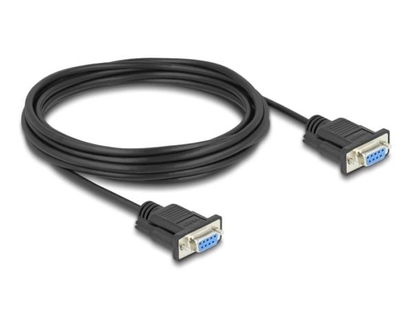 Delock - Seriell kabel - DB-9 (hunn) til DB-9 (hunn) - 5 m - tommelskruer, støtter RS-232 seriell grensesnitt - svart