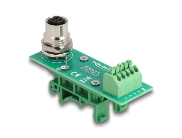 Delock - Nettverksadapter - 4-stifts M12-A (hunn) til 5-pins terminalblokk - DIN-rail mountable