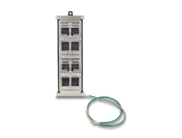 Delock - Modular insert holder (vertikal) - tiltable - DIN-skinnemonterbar, veggmonterbar - 8 porter