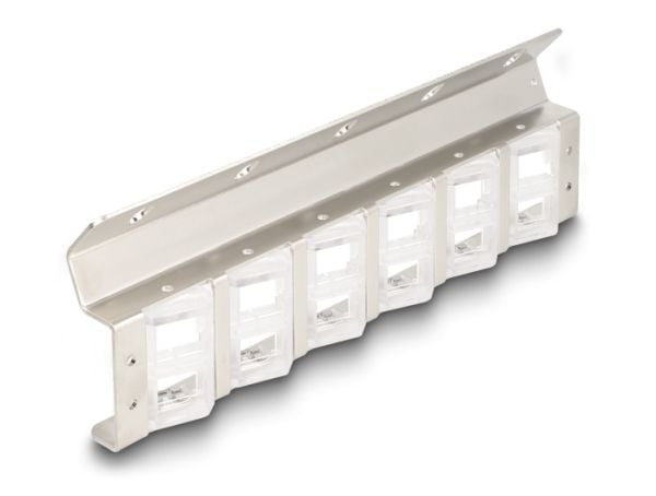 Delock - Modular insert holder (vertikal) - tiltable - rackmonterbar, veggmonterbar - sølv - 10"/19" - 12 porter