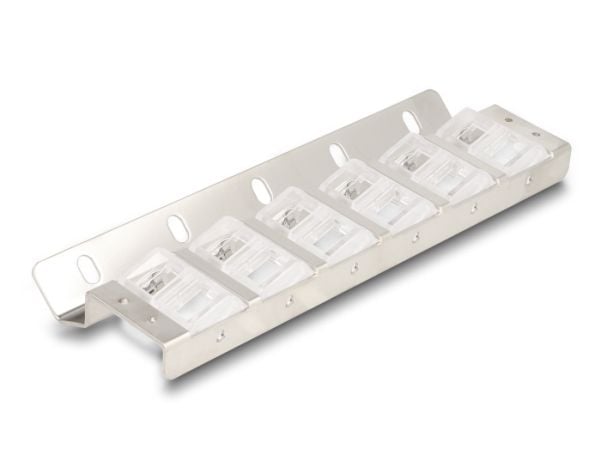 Delock - Modular insert holder (vertikal) - tiltable - rackmonterbar, veggmonterbar - sølv - 10"/19" - 12 porter