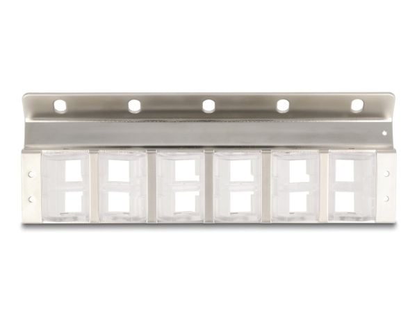 Delock - Modular insert holder (vertikal) - tiltable - rackmonterbar, veggmonterbar - sølv - 10"/19" - 12 porter