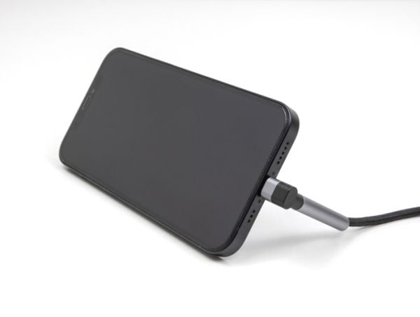 Delock - Lightning-kabel - USB hann rett til Lightning hann vinklet, stativ - 1.5 m - svart/grå - lade og synkronisere