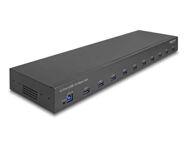 Delock - Hub - 19", industry, 10 Gbps - 10 x USB 3.2 Gen 2 - stasjonær, rackmonterbar