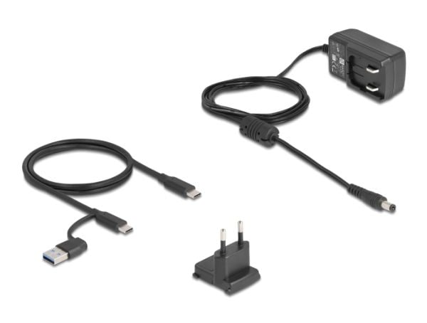 Delock - HDD / SSD-dokkestasjon - 10 Gbps, with fan - brønner: 1 - 2,5" / 3,5" delt, M.2 - M.2 NVMe Card / SATA 6Gb/s - USB-C 3.2 (Gen 2) - svart, grå