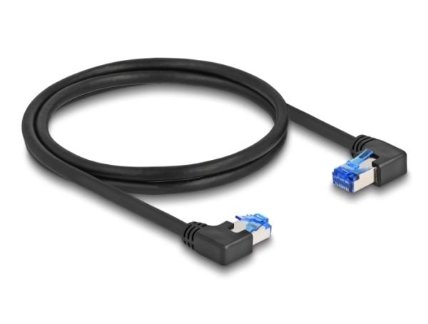Delock - Koblingskabel - RJ-45 (hann) rettvinklet til RJ-45 (hann) venstreivinklet - 1 m - 6 mm - S/FTP - CAT 6a - halogenfri - svart