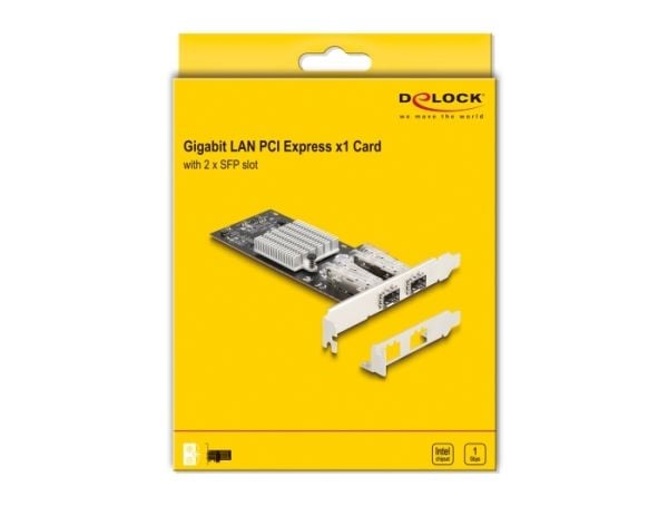 Delock - Nettverksadapter - PCI Express x1 lav profil - Gigabit SFP x 2