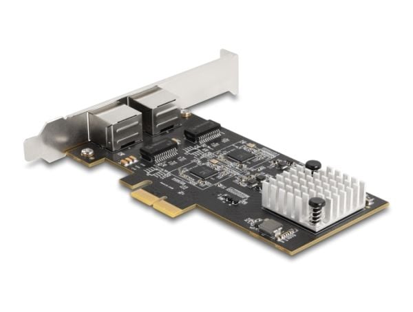 Delock - Nettverksadapter - PCIe 3.0 x2 lav profil - 10M/100M/1G/2.5G/5 Gigabit Ethernet x 2
