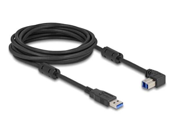 Delock USB 5 Gbps-kabel Type-A hann til Type-B hann 90° vinklet ned 5 m