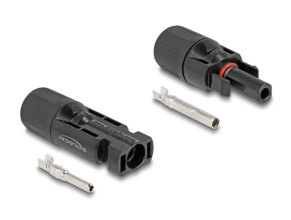 Delock DL4 Solar-liitin kaapelille puristamiseen, pistoke ja pistorasia, musta 2 kpl