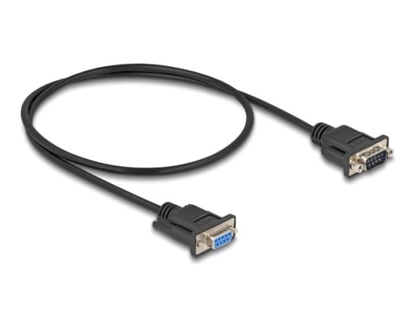 Delock - Seriell kabel - DB-9 (hann) til DB-9 (hunn) - 50 cm - tommelskruer, støtter RS-232 seriell grensesnitt - svart