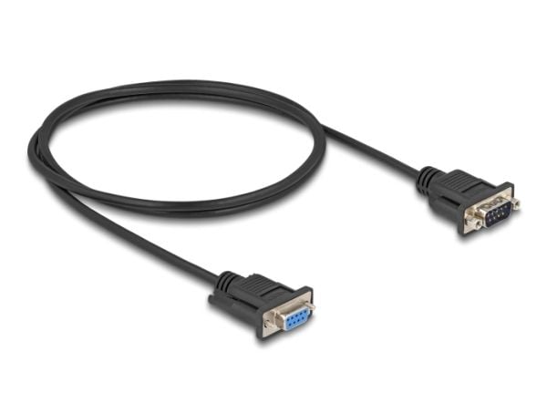 Delock - Seriell kabel - DB-9 (hann) til DB-9 (hunn) - 1 m - tommelskruer, støtter RS-232 seriell grensesnitt - svart