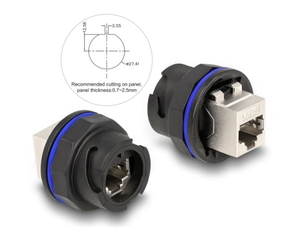 Delock RJ45 Cat.6A paneeli liitin musta - Verkko (67048)