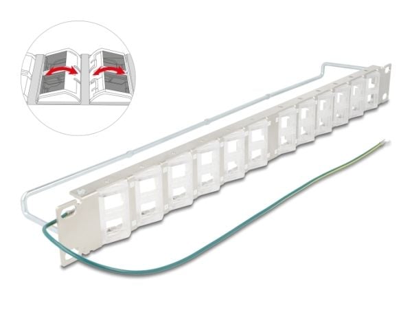 Delock - Pluggbord (blankt) - tiltable ports, with strain relief - rackmonterbar - sølv - 1U - 19" - 24 porter
