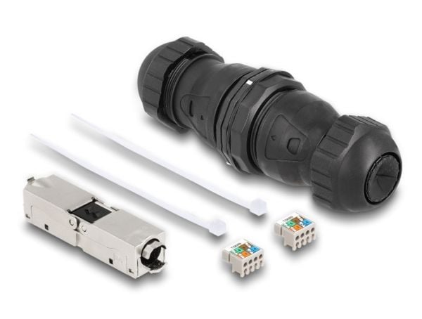 Delock - Nettverkkopler - LSA til LSA - STP - CAT 6a - dust and waterproof (IP68) - svart
