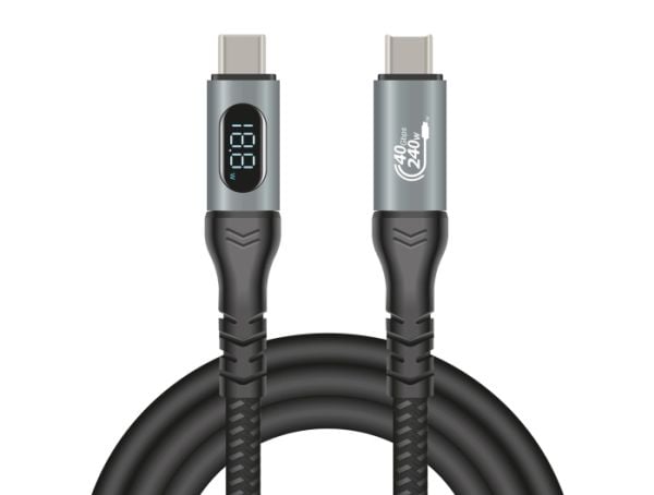 Delock - USB-kabel - 24 pin USB-C (hann) til 24 pin USB-C (hann) - USB4 Gen 3x2/ Thunderbolt 3 / Thunderbolt 4 / DisplayPort 2.0 (Alt Mode) - 48 V ...