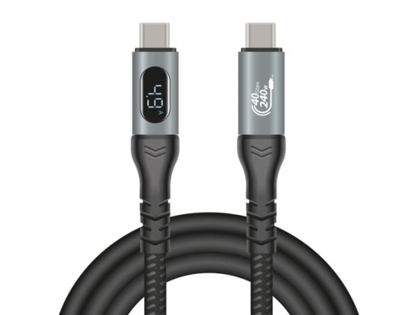 Delock - USB-kabel - 24 pin USB-C (hann) til 24 pin USB-C (hann) - USB4 Gen 3x2/ Thunderbolt 3 / Thunderbolt 4 / DisplayPort 2.0 (Alt Mode) - 48 V ...