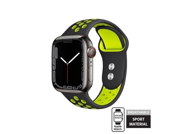 Crong Duo Sport - Apple Watch-bånd 38/40/41 mm (svart/lime)