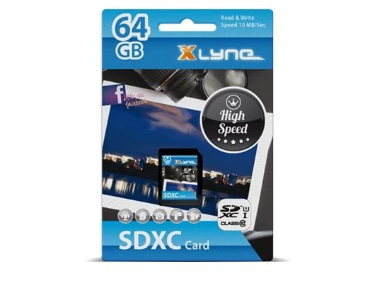 xlyne 7364000, 64 GB, SDXC, klasse 10, UHS-I, 10 MB/s, svart