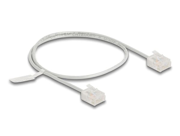 Delock - Koblingskabel - RJ-45 (hann) short til RJ-45 (hann) short - 50 cm - 2.6 mm - UTP - CAT 6 - formstøpt, ultra-slim - grå