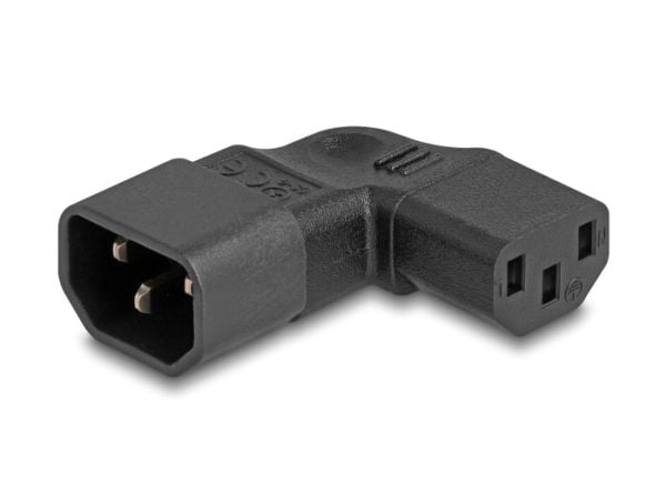 DeLOCK verkkovirtasovitin IEC 60320 - C14-C13 pistorasia 10 A 90° vasen oikea, Sort