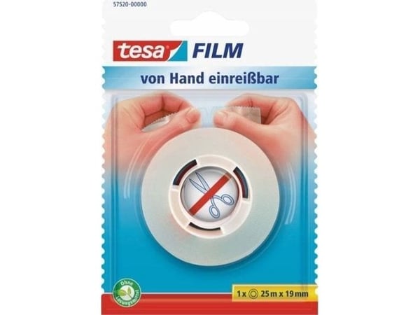 TESA 57520, 25 m, läpinäkyvä, polypropyleeni (PP), 19 mm, läpipainopakkaus, 1 kpl