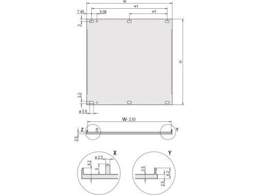 Schroff frontplater, U-profil, skjermbar – U-FRONTPL.EMC 3HE 63TE m. pin (20848068)