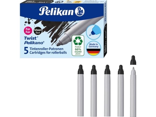 Pelikan 824699, Sort, Flerfarget, Rollerpenner, 5 stykker, Boks, Tyskland