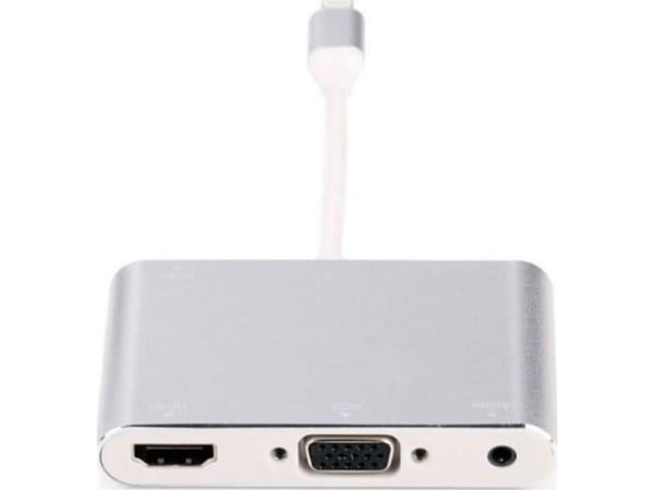 MicroConnect - Lightning-adapter - Lightning hann til HDMI, HD-15 (VGA), minijakk hunn - sølv