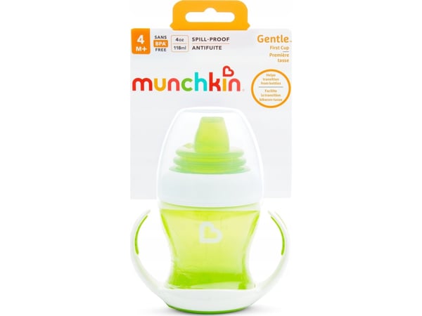 MUNCHKIN Gentle Transition treningsflaske med håndtak og myk tut, grønn, 4m+, 118 ml, 05178501WWW MUNCHKIN Gentle Transition treningsflaske med håndtak og myk tut, grønn, 4m+, 118 ml, 05178501WWW