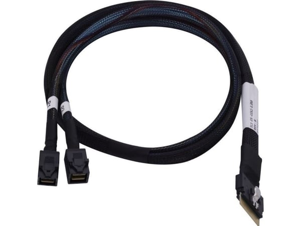 Microchip Technology 2304900-R, 0,8 m, SlimSAS ×8 (SFF-8654), 2MiniSAS HD ×4 (SFF-8643), Rett, Rett, Sort