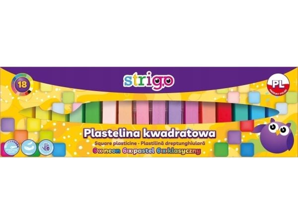 Strigo fyrkantig modellera STRIGO, 18 färger (6 klassiska, 6 pastell, 6 neon)