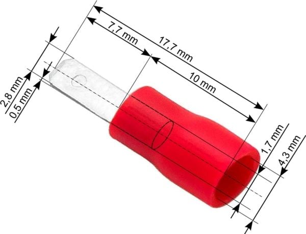 Blow 43-028# Liitin izol. płaski męski 2,8/0,5 czer