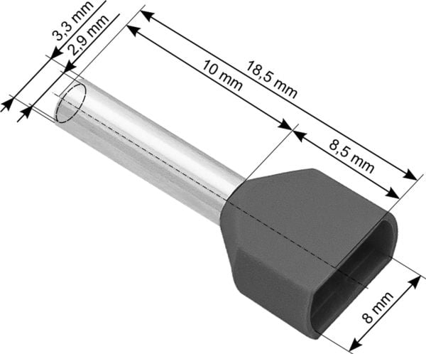 Blow 43-089# Eristetty holkkiliitin 2x2,5/10 harmaa