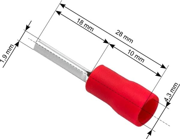 Puhallus Oem putkiliittimet 1.9/28mm 100kpl - punainen