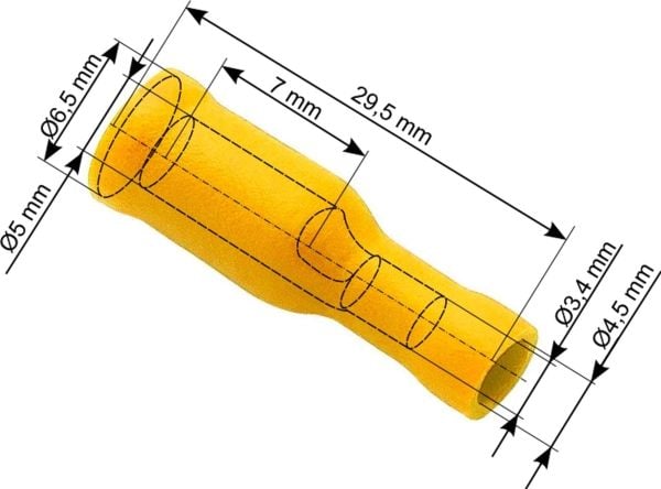 Puhallus Oem putkiliittimet 5.0/24.5mm 100kpl - keltainen