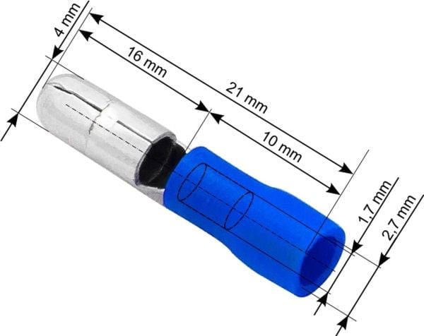 Blow 43-045# Eristetty pistotulppaliitin 4.0/21mm sininen